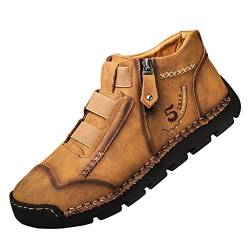 Uikceten Britische große lässige Herren-handgefertigte Außenhandels-Reißverschluss-Sportschuhe Trainer Schuhe Herren (Yellow, 41) von Uikceten