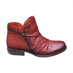 Uikceten Modische Damenschuhe, Plateaustiefel, Cowboystiefel für Damen, Stiefel für Damen Naturläufer Schuhe Damen (Red, 37) von Uikceten