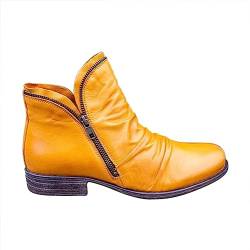 Uikceten Modische Damenschuhe, Plateaustiefel, Cowboystiefel für Damen, Stiefel für Damen Naturläufer Schuhe Damen (Yellow, 43) von Uikceten