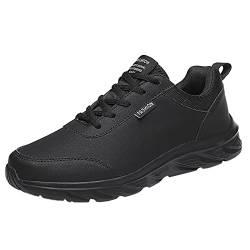Uikceten Outdoor Herren Bergsteigen Lässige Sportschuhe Schnürschuhe Einfarbig Laufen Atmungsaktive Schuhe mit weichem Boden Herren Fitness Schuhe (Black, 43) von Uikceten