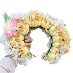 Brautgirlanden mit Blumenmuster, Hochzeitsblumen-Haarband, Strandkranz, Haar-Accessoire, Kopfreif-Requisiten für Damen, Blumen-Stirnband von Ukbzxcmws