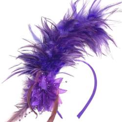 Feder-Stirnband, 1920er Jahre, gefiederter Fascinator, Party-Kopfbedeckung, Haarschmuck für Damen, Halloween, Karneval, Vintage-Accessoire von Ukbzxcmws
