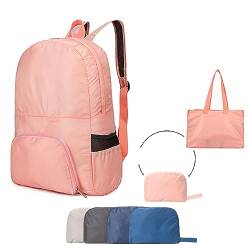 Uktunu Faltbarer Rucksack Ultra Leicht Unisex Tagesrucksack Outdoor Wasserdichter Wanderrucksack Ultraleicht-Kleiner für Camping Wandern Reisen Rosa von Uktunu