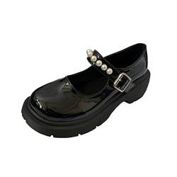 Damen Plattform Mary Janes Herz Katze Schnalle Nieten Knöchel Lolita Gothic Prinzessin Plattform Pumps Lackleder Dorn Vintage Traditionelle Stickerei Oberkleid Schuhe von Ulalaza