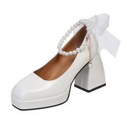 Damen Plattform Mary Janes Schuhe Sweet Toe Knöchel Lolita Gothic Plateau Kleid Pumps Schuhe Chunky Plateauschuhe Lackleder Kleid Schuhe von Ulalaza