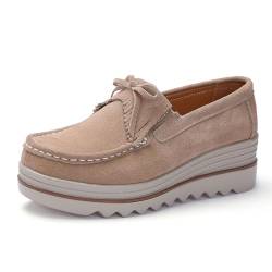 Frauen künstlicher Leder lässig Casual Comitor Frequent Soft Loafer Retro Ladies Komfort Slip-on Mode Bootsschuhe Klassischer Flachblock für Laufstraße Hochzeitsfeier Nachtclub von Ulalaza