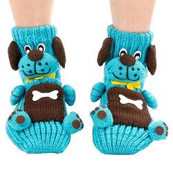 PreSox Anti-Rutsch-Strickpullover Warm Haushalt Socken für Frauen (blue dog) von Ulalaza