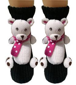 PreSox Anti-Rutsch-Strickpullover Warm Haushalt Socken für Frauen (rose scarf bear) von Ulalaza