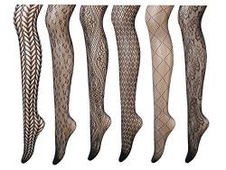 PreSox Fischnetz Strumpfhose Nahtlose Nylon Mesh Strümpfe Toeless Strumpfhose für Frauen 5 Pack (F) von Ulalaza