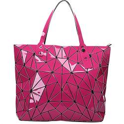 Ulalaza Geometric Lattice Top-Handle Handtasche für Frauen Matte Tote Purse Handtaschen Geometry Shoulder Bag von Ulalaza