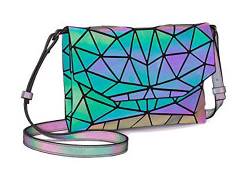 Ulalaza Geometrische leuchtende Einkaufstasche Holographische Geldbörsen und Handtaschen Flash Reflective Crossbody Bag für Frauen von Ulalaza
