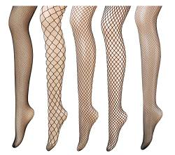 Ulalaza PreSox Fischnetz Strumpfhose Nahtlose Nylon Mesh Strümpfe Toeless Strumpfhose für Frauen 5 Pack (5B) von Ulalaza