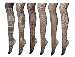 Ulalaza PreSox Fischnetz Strumpfhose Nahtlose Nylon Mesh Strümpfe Toeless Strumpfhose für Frauen 5 Pack (G) von Ulalaza