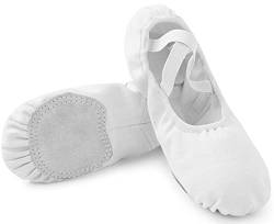 Ballettschuhe Kinder Tanzschuhe Damen Ballett Ballerina Schuhe Frauen Weich Ballettschläppchen Mädchen für Tanzen Gymnastik Weiß 36 von Ulicox