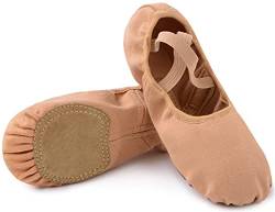 Kinder Ballettschuhe Mädchen Ballerina Tanzschuhe Damen Gymnastik Tanzen Atmungsaktiv Schuhe Frauen Weich Ballettschläppchen Braun 35 von Ulicox