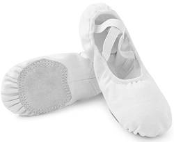 Kinder Ballettschuhe Mädchen Ballerina Tanzschuhe Damen Gymnastik Tanzen Atmungsaktiv Schuhe Frauen Weich Ballettschläppchen Weiß 32 von Ulicox