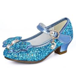 Ulikey Prinzessin Schuhe Mädchen, Glitzer Schuhe Mädchen, Litzer Schuh Mädchen, Bowknot Low Heels Kleine Mädchen, Kristall Schuhe Mädchen mit Bowknot für Weihnachtstag, Karneval (29, Blau) von Ulikey