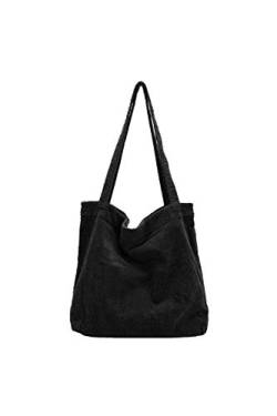 Ulisty Damen Grosse Kapazität Cord Tragetasche Lässig Schultertasche Mode Handtasche Einkaufstasche Tote Tägliche Tasche Schwarz von Ulisty