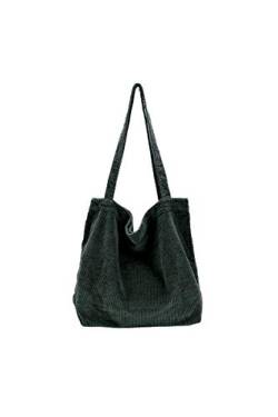 Ulisty Damen Grosse Kapazität Cord Tragetasche Lässig Schultertasche Mode Handtasche Einkaufstasche Tote Tägliche Tasche dunkelgrün von Ulisty