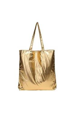 Ulisty Damen Nachahmung Stanniol Stil Tragetasche Schultertasche Lässig Handtasche Tägliche Tasche golden von Ulisty