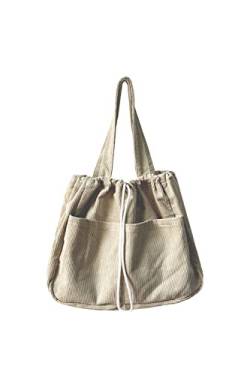 Ulisty Frauen Große Kapazität Cord Kordelzug Tote Bag Taschen Umhängetasche Casual Handtasche Hobo Bag Einkaufstasche, aprikose, Einheitsgröße von Ulisty