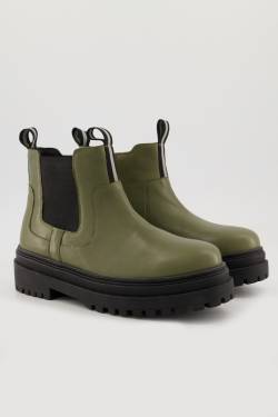 Chunky Chelsea-Boots, Damen, grün, Größe: 38, Leder/Synthetische Fasern, Ulla Popken von Ulla Popken