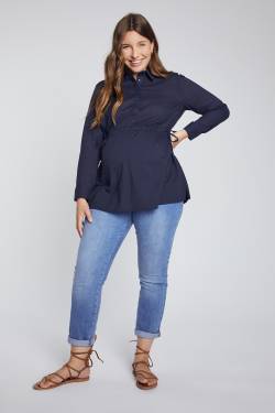 Große Größen Bellieva-Bluse, Damen, blau, Größe: 50/52, Baumwolle, Ulla Popken von Ulla Popken