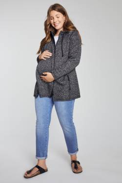 Große Größen Bellieva-Sweatjacke, Damen, schwarz, Größe: 50/52, Polyester, Ulla Popken von Ulla Popken