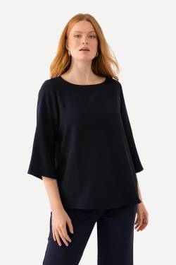 Große Größen Bluse aus hochwertigem Acetat, Damen, blau, Größe: 50/52, Kunstseide/Polyester, Ulla Popken von Ulla Popken