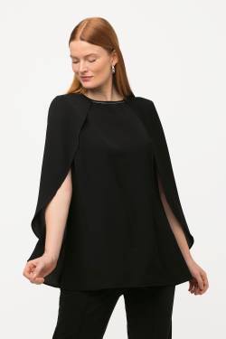 Große Größen Cape-Bluse, Damen, schwarz, Größe: 46/48, Polyester, Ulla Popken von Ulla Popken