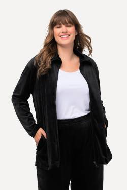 Große Größen Homewear-Jacke, Damen, schwarz, Größe: 46/48, Polyester, Ulla Popken von Ulla Popken