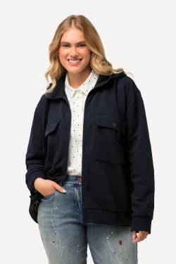 Große Größen Hoodie-Jacke, Damen, blau, Größe: 42/44, Baumwolle/Polyester, Ulla Popken von Ulla Popken