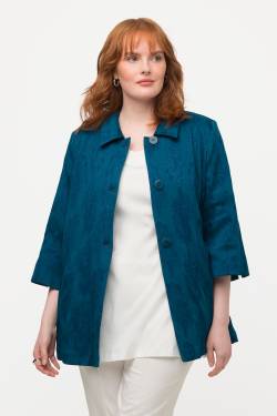 Große Größen Jacquard-Jacke, Damen, türkis, Größe: 46/48, Viskose/Synthetische Fasern, Ulla Popken von Ulla Popken