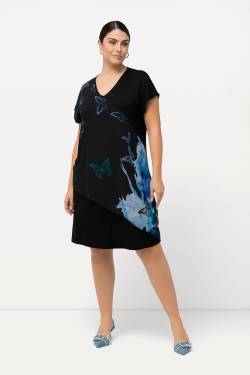 Große Größen Jerseykleid, Damen, schwarz, Größe: 42/44, Polyester/Viskose, Ulla Popken von Ulla Popken