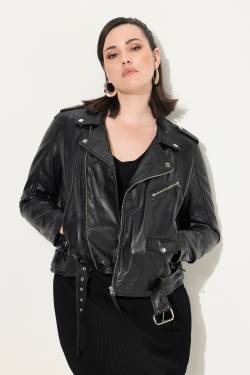 Große Größen Lederjacke, Damen, schwarz, Größe: 42, Leder/Baumwolle, Ulla Popken von Ulla Popken