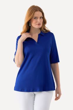 Große Größen Poloshirt, Damen, blau, Größe: 42/44, Baumwolle, Ulla Popken von Ulla Popken