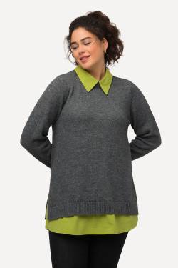 Große Größen Pullover, Damen, grau, Größe: 46/48, Baumwolle/Synthetische Fasern/Polyester, Ulla Popken von Ulla Popken