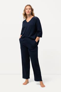 Große Größen Pyjama, Damen, blau, Größe: 50/52, Baumwolle, Ulla Popken von Ulla Popken