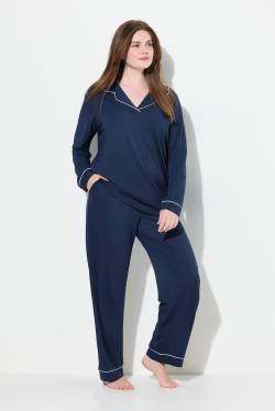 Große Größen Pyjama, Damen, blau, Größe: 54/56, Baumwolle/Synthetische Fasern, Ulla Popken von Ulla Popken