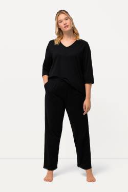 Große Größen Pyjama, Damen, schwarz, Größe: 46/48, Baumwolle, Ulla Popken von Ulla Popken