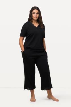 Große Größen Pyjama, Damen, schwarz, Größe: 50/52, Baumwolle/Synthetische Fasern, Ulla Popken von Ulla Popken