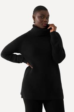 Große Größen Rollkragen-Pullover, Damen, schwarz, Größe: 42/44, Wolle/Synthetische Fasern, Ulla Popken von Ulla Popken