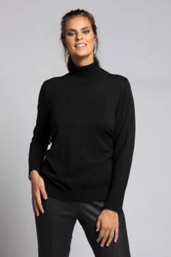 Große Größen Rollkragenpullover, Damen, schwarz, Größe: 62/64, Viskose/Polyester/Synthetische Fasern, Ulla Popken von Ulla Popken