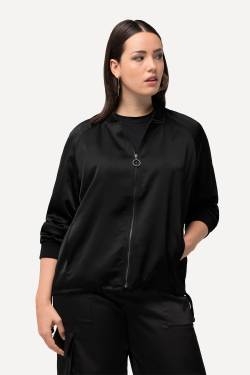 Große Größen Satin-Jacke, Damen, schwarz, Größe: 42/44, Polyester, Ulla Popken von Ulla Popken