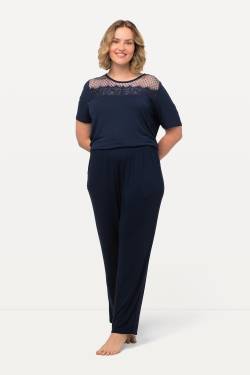 Große Größen Schlafanzug, Damen, blau, Größe: 58/60, Viskose, Ulla Popken von Ulla Popken