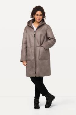 Große Größen Shearling-Mantel, Damen, braun, Größe: 50/52, Polyester, Ulla Popken von Ulla Popken