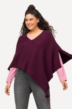 Große Größen Strick-Poncho, Damen, lila, Größe: 3=58-64, Viskose/Polyester/Synthetische Fasern, Ulla Popken von Ulla Popken