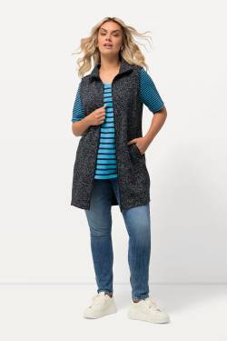 Große Größen Strickfleece-Weste, Damen, blau, Größe: 50/52, Polyester, Ulla Popken von Ulla Popken