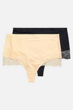 Große Größen String-Pantys, Damen, schwarz, Größe: 46/48, Baumwolle/Synthetische Fasern/Elasthan, Ulla Popken von Ulla Popken