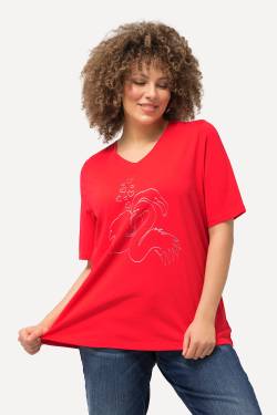 Große Größen T-Shirt, Damen, rot, Größe: 50/52, Baumwolle, Ulla Popken von Ulla Popken